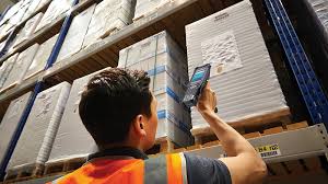 Warehouse Operator Using Zebra Barcode Scanner